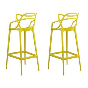 Kit 2 Banquetas Aviv Allegra Solna Fratini 109 cm -altura- Polipropileno Cor Amarelo